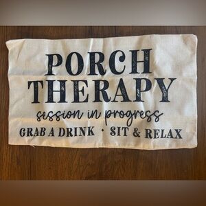 Porch Therapy Decorative pillow covering Black on Natural